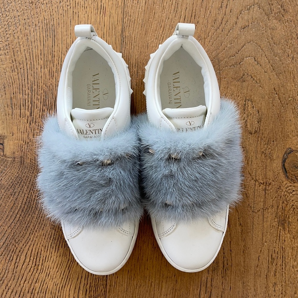 Leather & Mink Fur Sneakers